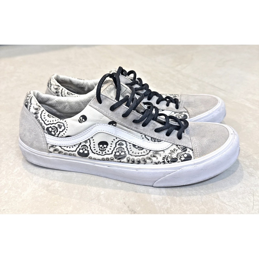 Vans Old Skool Bandana Skulls White Gray Shoes Mens 13 Skateboarding Sneakers